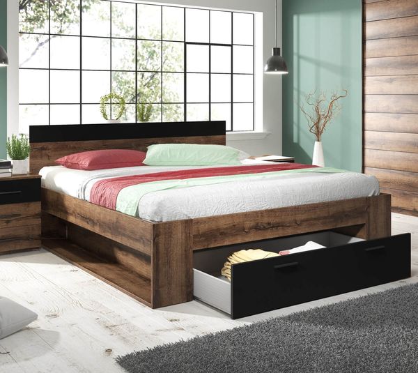 Doppelbett BETA Futonbett 180x200cm Monastery Eiche schwarz