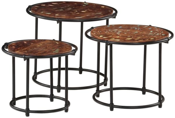vidaXL Satztische 3 Stk. Recyceltes Massivholz 358932 Bild 2