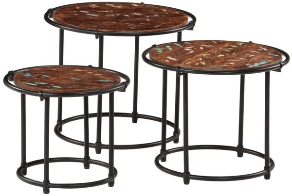 vidaXL Satztische 3 Stk. Recyceltes Massivholz 358932