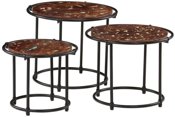 vidaXL Satztische 3 Stk. Recyceltes Massivholz 358932 Bild 3