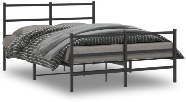 vidaXL Bettgestell mit Kopf- und Fußteil Metall Schwarz 140x200 cm 355384