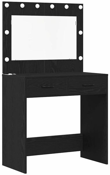 vidaXL Schminktisch mit Regal 3 pcs Schwarz Eichen-Optik Holzwerkstoff 3334210 Bild 5