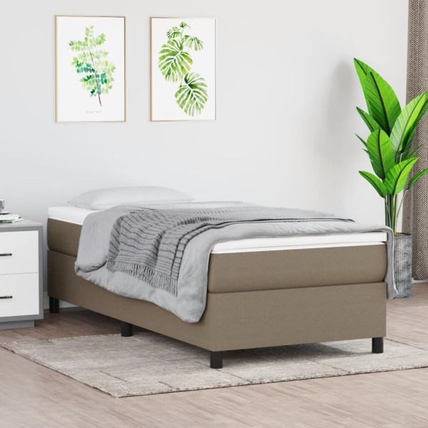 vidaXL Boxspringbett mit Matratze Taupe 80x200 cm Stoff 3144379