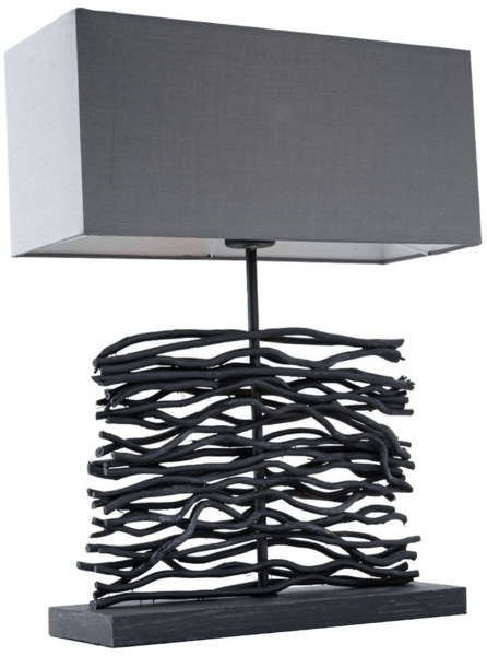 Holz Tischlampe, grau, Höhe 50 cm, JAMIE