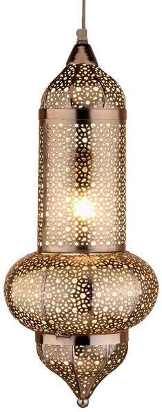 Marrakesch Orient & Mediterran Interior Pendelleuchte Orientalische Pendelleuchte Imano Silber 56cm, Handarbeit & Boho Deko, Leuchtmittel nicht im Lieferumfang enthalten, Handarbeit