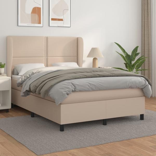 vidaXL Boxspringbett Matratze Cappuccino-Braun 140x190 cm Kunstleder 3128972