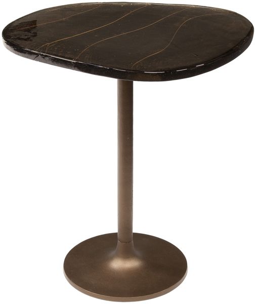 Beistelltisch Klidun Glas und Metall, modern, Antikkupfer, Größe M, gewellte Glasplatte