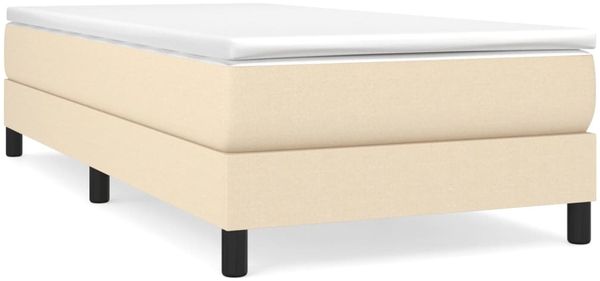 vidaXL Polsterbett, Stoff, 25,0 cm, Creme, 90x200 cm, mit Lattenrost, Schwarz Bild 2