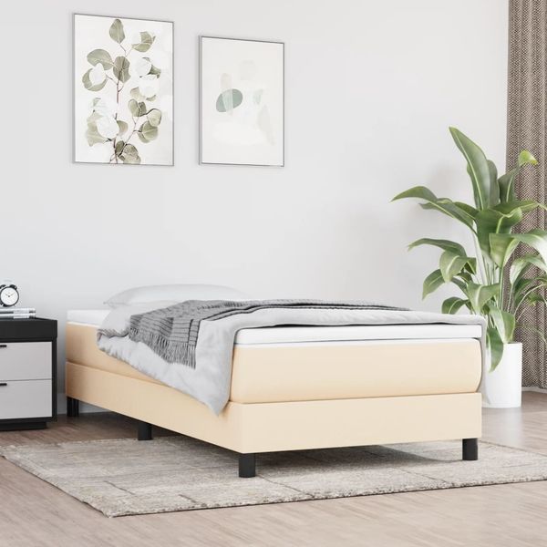 vidaXL Polsterbett, Stoff, 25,0 cm, Creme, 90x200 cm, mit Lattenrost, Schwarz