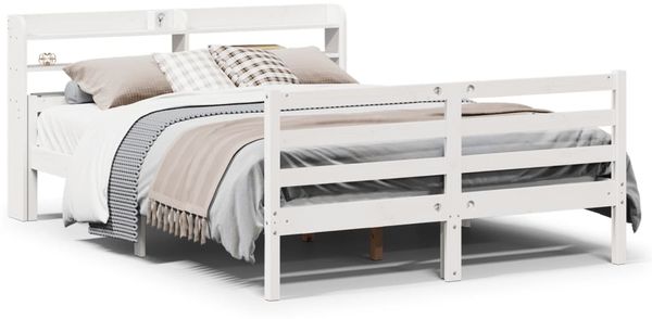 Doppelbett, Bettgestell Modernen mit Kopfteil ohne Matratze Weiß 140x200 cm d1007e