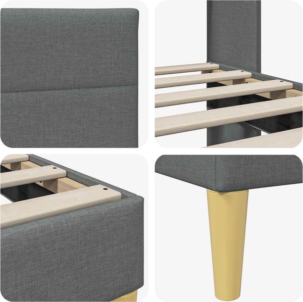 vidaXL Bettrahmen mit Kopfteil Dunkelgrau 160 x 200 cm Stoff 42027595 Bild 7