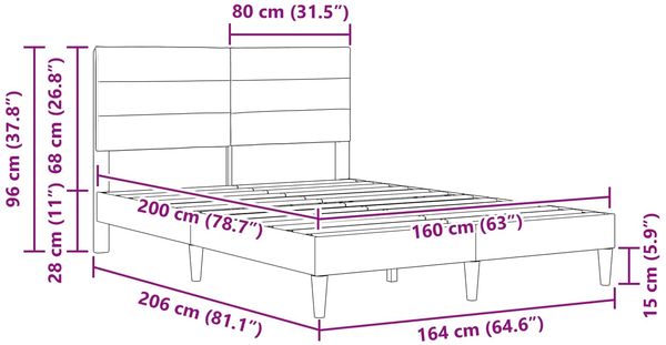 vidaXL Bettrahmen mit Kopfteil Dunkelgrau 160 x 200 cm Stoff 42027595 Bild 9