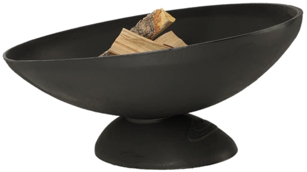 Esschert Design Feuerschale Oval, Gusseisen Schwarz, 77,8 x 37,4 x 26,1 cm