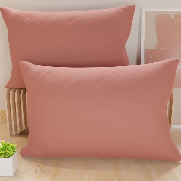 PETTI Artigiani Italiani – 2er-Set Kissenbezüge 60x40 cm aus Mikrofaser, Zierkissenbezüge für Schlafzimmer & Sofa, Uni Dunkelpuderrosa, 100 % Made in Italy