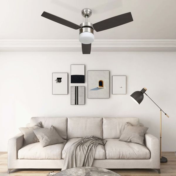 vidaXL Deckenventilator mit Licht und Fernbedienung 108 cm Dunkelbraun 51491