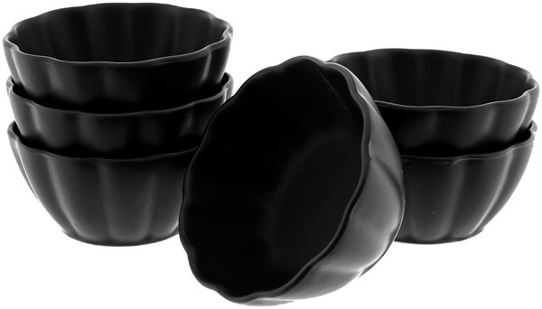 Muffinform Dessertschalen 6er Set aus Porzellan - Lotus Design Schwarz