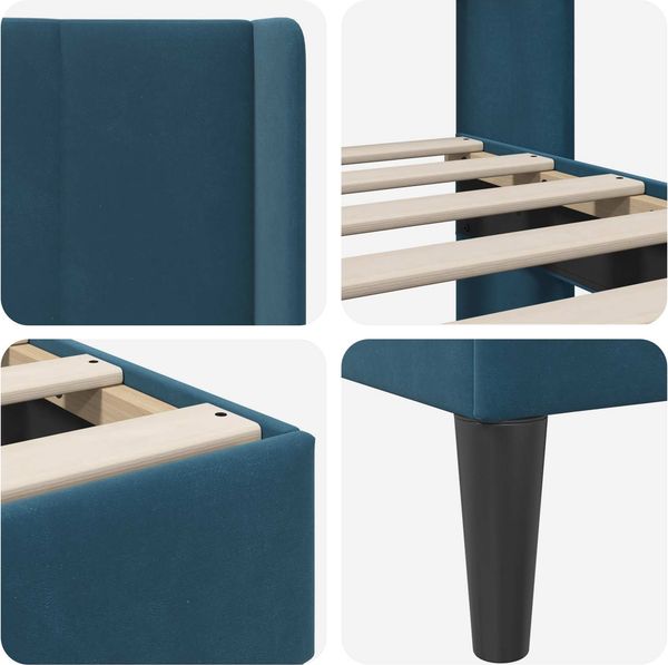 vidaXL Bettrahmen mit Kopfteil Blau 80 x 200 cm Samt 42027472 Bild 7