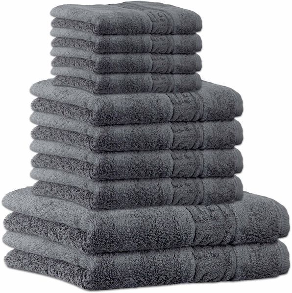 CAWÖ Handtuch Set, 10-tlg. - C Noblesse, 2x Duschtuch, 4x Handtuch, 4x Gästetuch Anthrazit Set