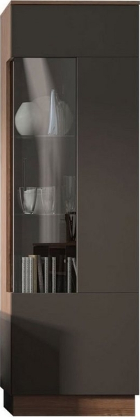 Standvitrine Alicante Glasvitrine 60cm walnuss schwarzgrau