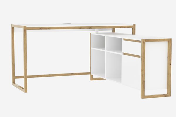 Finori Denver 37A Eckschreibtisch, weiß / Dekor Artisan Oak | Maße: B x H x T ca. 139 x 75 x 139 cm