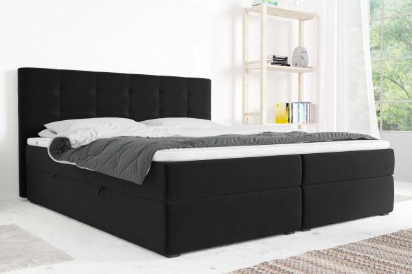 99rooms Bonvito Boxspringbett Schwarz Velours KRONOS Taschen-Federung 180x200 cm