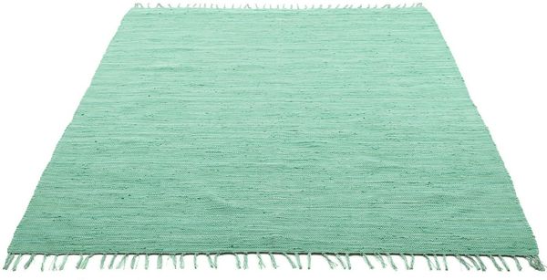 THEKO Teppich Happy Cotton Fleckerl, handgewebt, rechteckig, Höhe: 5 mm, Flachgewebe, reine Baumwolle, meliert, mit Fransen, auch als Läufer