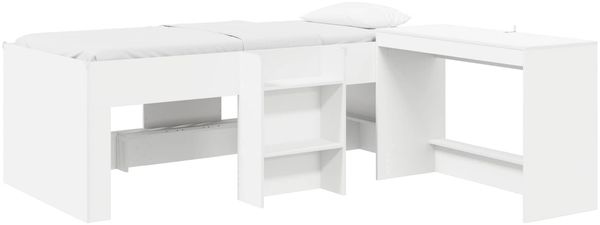 vidaXL Hochbett mit Schreibtisch für Kinder Weiß 98,5x200 cm 3423454