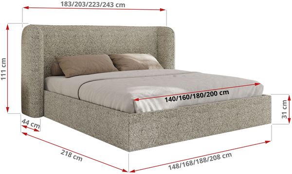 Polsterbett Bett mit Holzlattenrost Schlafzimmer Bett Doppelbett gepolstertes Kopfteil - EMORA CLASSIC - 180x200 cm - Beige Strukture Bild 7