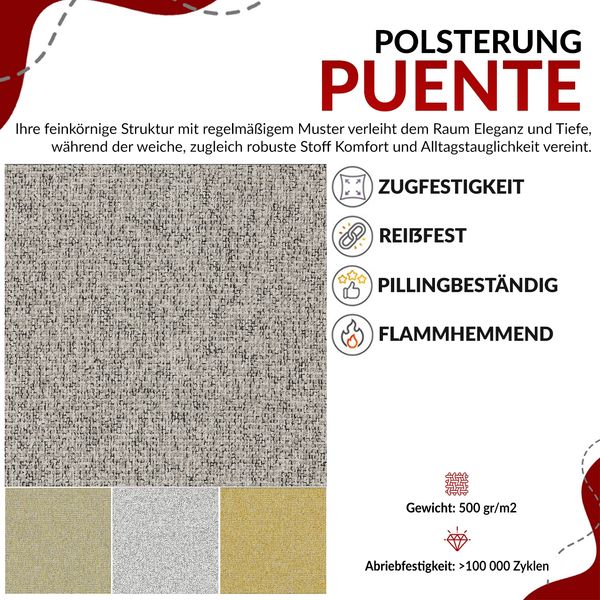 Polsterbett Bett mit Holzlattenrost Schlafzimmer Bett Doppelbett gepolstertes Kopfteil - EMORA CLASSIC - 180x200 cm - Beige Strukture Bild 8