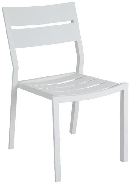 Gartenstuhl Delia von Brafab aus Aluminium, modern, stapelbar, Weiß, pflegeleicht