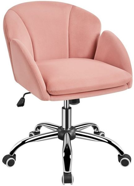 Yaheetech Drehstuhl mit Armlehnen & Rückenlehne, verstellbare Sitzhöhe (46 cm - 55,5 cm), Vliesstoff, 60 x 61 x 72-81,5 cm, Rosa