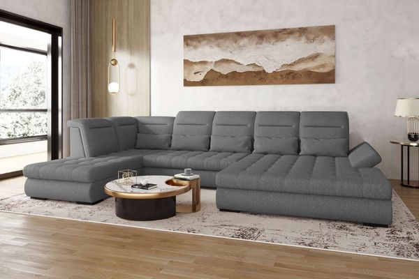 99rooms Toscana Wohnlandschaft Strukturstoff NEVE Anthrazit Rechts mit Schlaffunktion Lieferung Wohnung