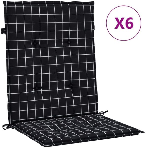 vidaXL Niedriglehner-Auflagen 6 Stk. Schwarz Karomuster Stoff 361324 Bild 2