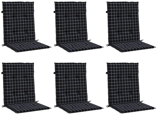vidaXL Niedriglehner-Auflagen 6 Stk. Schwarz Karomuster Stoff 361324 Bild 3