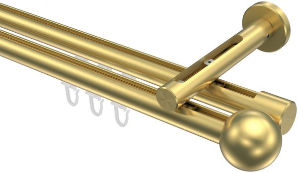 Innenlauf-Gardinenstangen-Set Siteno Luino 100 cm, 2-läufig, 20 mm Ø Messing-Optik