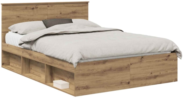 vidaXL Bettrahmen mit Kopfteil Kunsthandwerk Eiche 135 x 190 cm 3410617