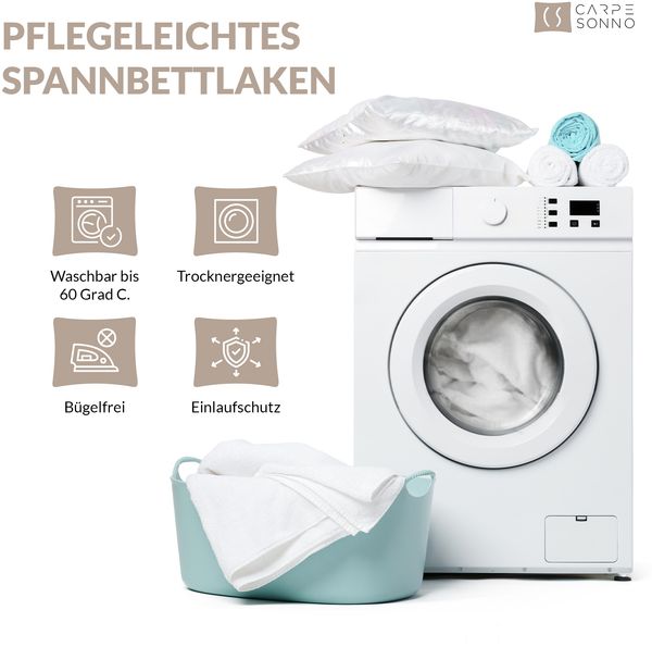 Carpe Sonno Spannbettlaken Jersey 90x200 100x200 120x200 140x200 160x200 180x200 200x200 70x140, Jersey, Gummizug: rundum, (1 Stück), 100% Baumwolle Spannbettlaken 100x200 Spannbetttuch Creme Bild 7