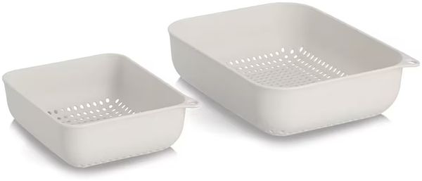 ZELLER 26493 Sieb-Set 2-tlg. aus Kunststoff, creme, ca. 23,8 x 18,7 x 6,7 cm