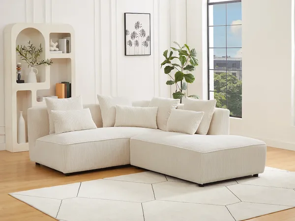 Vente-unique - MECODI Sofa Samt Beige - B 231 cm x H 71 cm x L 185 cm