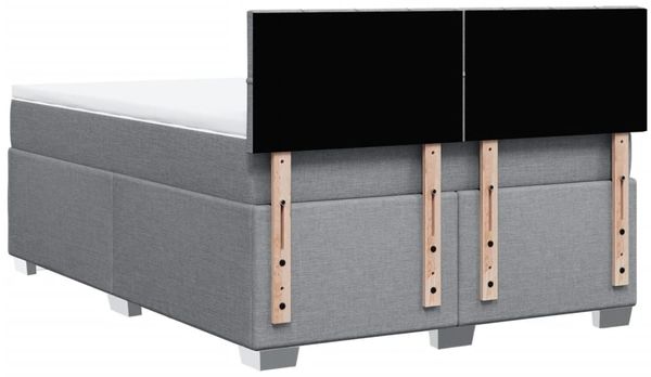 vidaXL Boxspringbett mit Matratze Hellgrau 160x200 cm Stoff 3288239 Bild 12