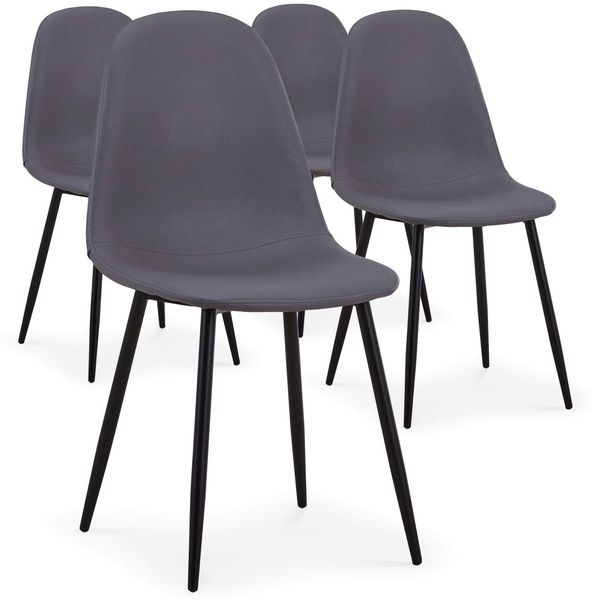 Menzzo Gao Set mit 4 Stühlen Kunstleder Grau