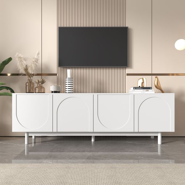 TV-Schrank 175x38x56 cm in Weiß – elegantes Design mit verstellbaren Einlegeplatten