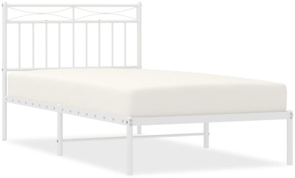 vidaXL Bettgestell mit Kopfteil, Metall, Weiß, 100x190 cm