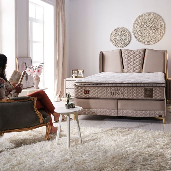 Bambi Boxspringbett Funktionsbett mit Matratze Lüxia 160x200 mit 2 Nachttischen