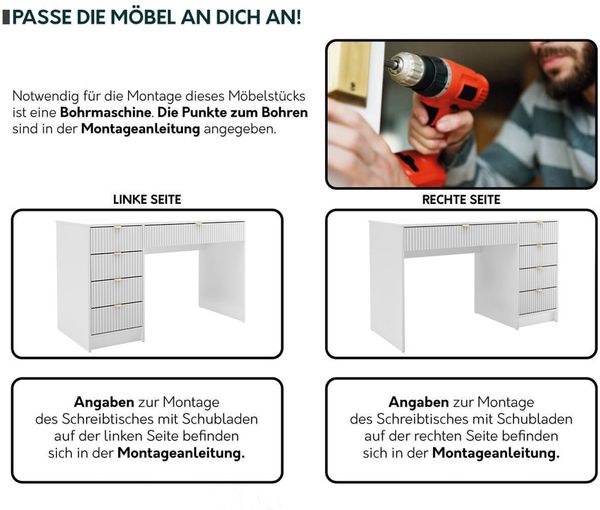 Schreibtisch / Schminktisch Tireno (Farbe: Nuss Okapi) Bild 5