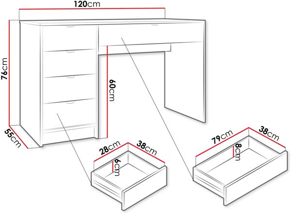 Schreibtisch / Schminktisch Tireno (Farbe: Nuss Okapi) Bild 4