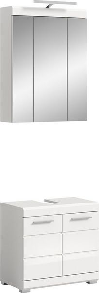 INOSIGN Badmöbel-Set Siena, 2 teilig, inklusive LED Beleuchtung, bestehend aus:, (Set), Waschbeckenunterschrank, Spiegelschrank, LED Badaufsatzleuchte
