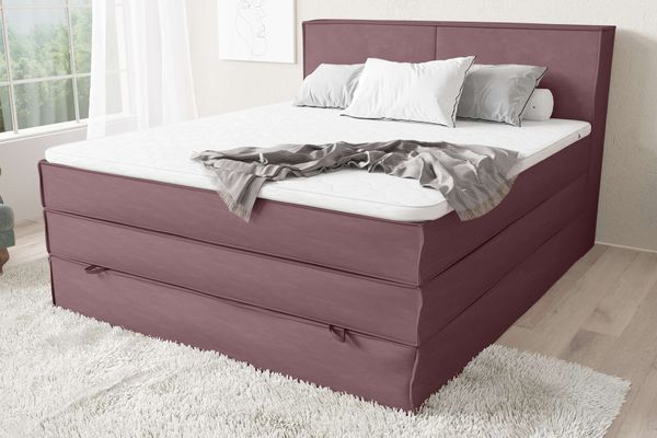 99rooms Santiago Boxspringbett Pastellrosa Velours SORO 120x200 cm Taschen-Federung