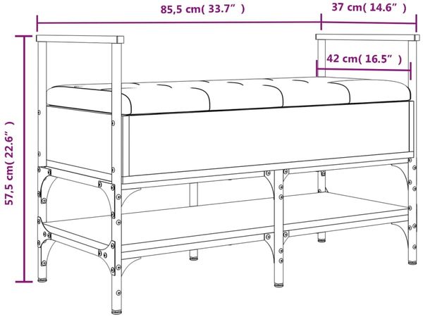 vidaXL Schuhbank Grau Sonoma 85,5x42x57,5 cm Holzwerkstoff 835232 Bild 11