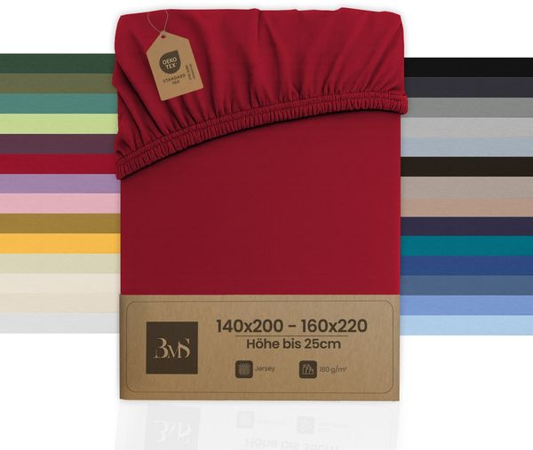 Jersey Spannbettlaken rot 140x200 - 160x220 cm Höhe bis 25cm